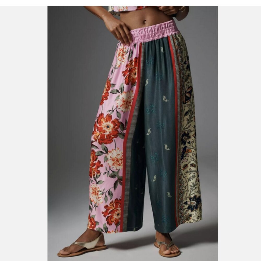Anthropologie The Somerset Pull-On Pants Printed Silky Edition Wide Leg XS NWT - Picture 6 of 6
